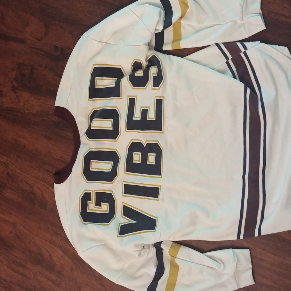 Long sleeve Jersey style tee Good vibes